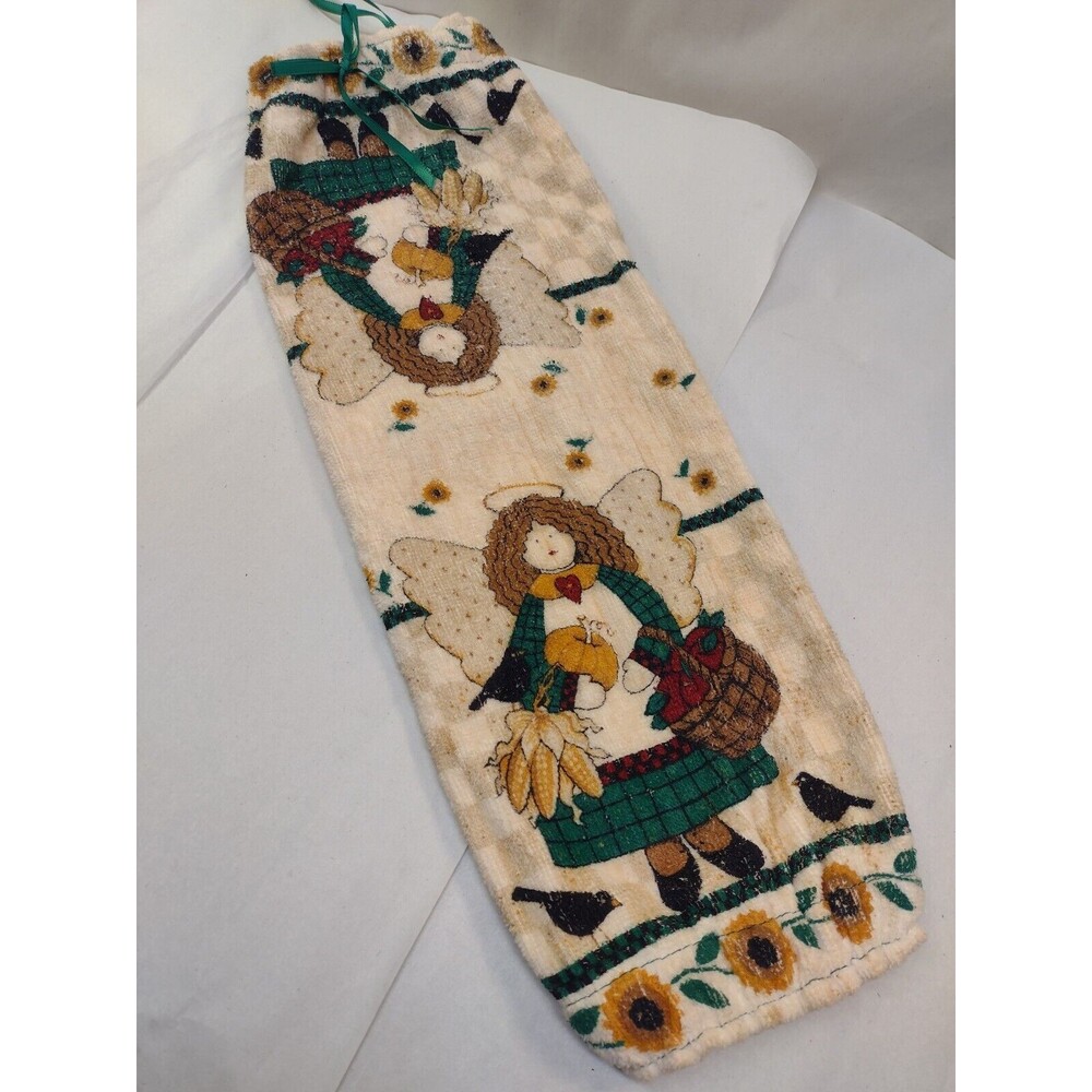 Franco Kitchen Towel Holder W/Angels 20" x 7.5" Handmade Grocery/Plastic Bag